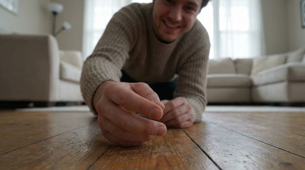 Cat looking up at a human with affection