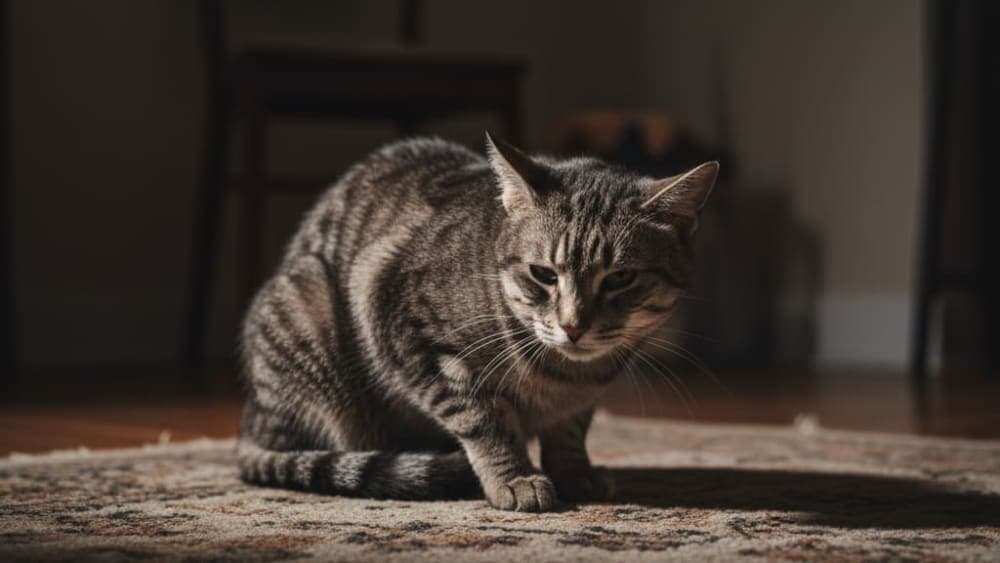 A cat looking defensive and tense due to hidden pain